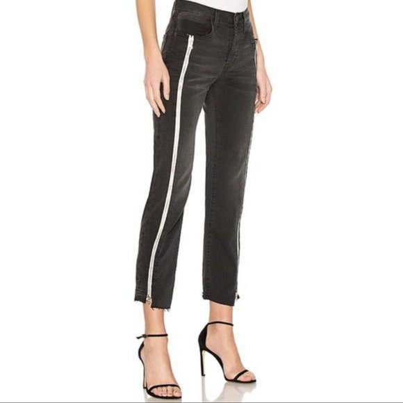 Current/Elliott The Dallon Mid-Rise Straight-Leg Jeans with Zipper Details